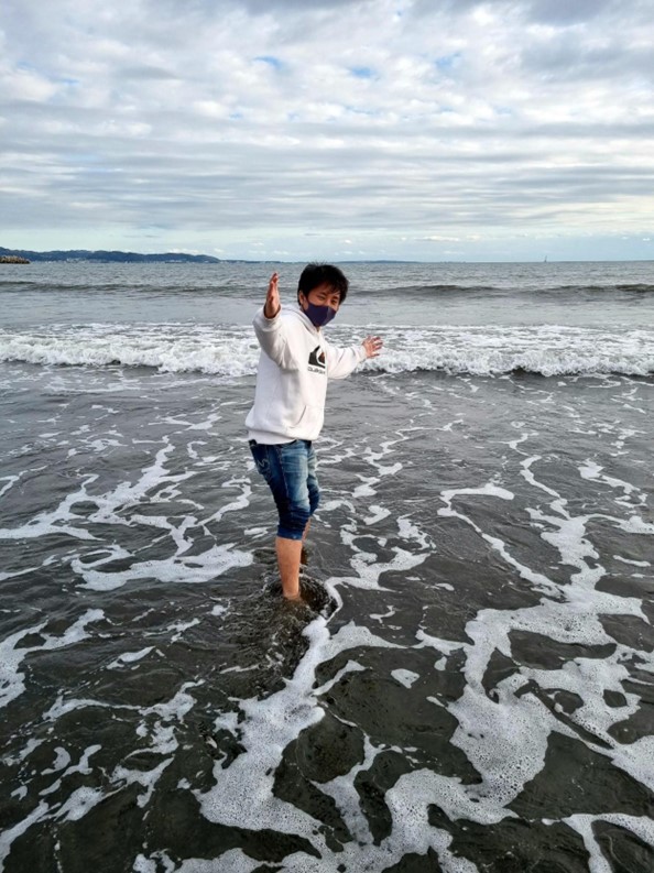 A person standing in the water